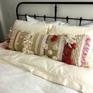 Anthropologie All Roads Fringe Body Pillow Pink